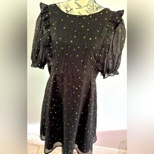 SugarLips Cosmic Dreams Puff Sleeve High Waist Dress Large NWT